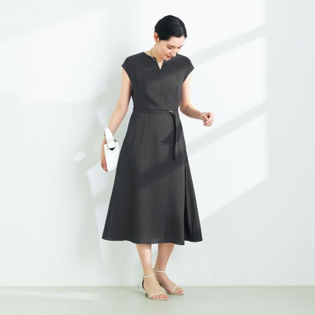 ノーリーズ（NOLLEY’S）/麻調合繊ベルト付きフレアワンピースの通販は