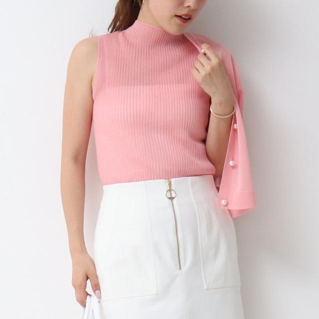 ノーリーズ（NOLLEY’S）/《手洗い可能》《アンサンブル対応》シアーリブノースリーブプルオーバーニット