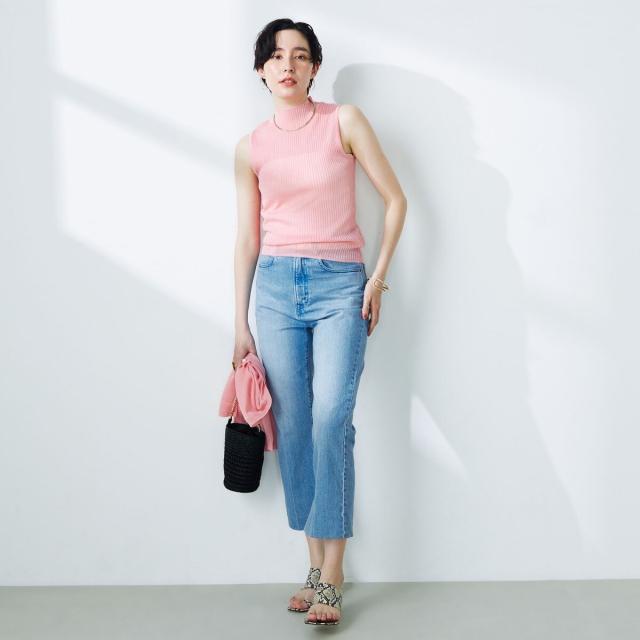 ノーリーズ（NOLLEY’S）/《手洗い可能》《アンサンブル対応》シアーリブノースリーブプルオーバーニット