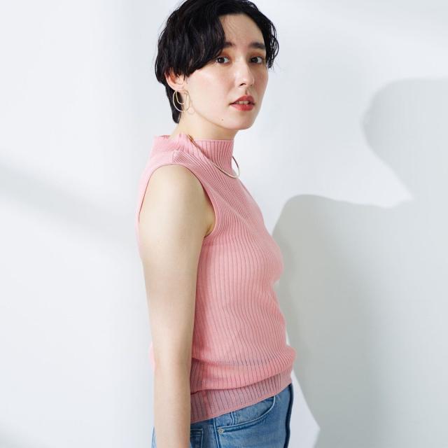 ノーリーズ（NOLLEY’S）/《手洗い可能》《アンサンブル対応》シアーリブノースリーブプルオーバーニット