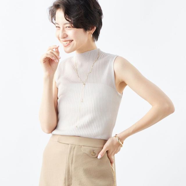 ノーリーズ（NOLLEY’S）/《手洗い可能》《アンサンブル対応》シアーリブノースリーブプルオーバーニット