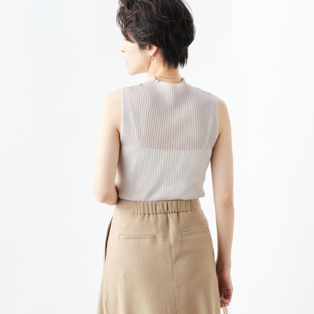 ノーリーズ（NOLLEY’S）/《手洗い可能》《アンサンブル対応》シアーリブノースリーブプルオーバーニット