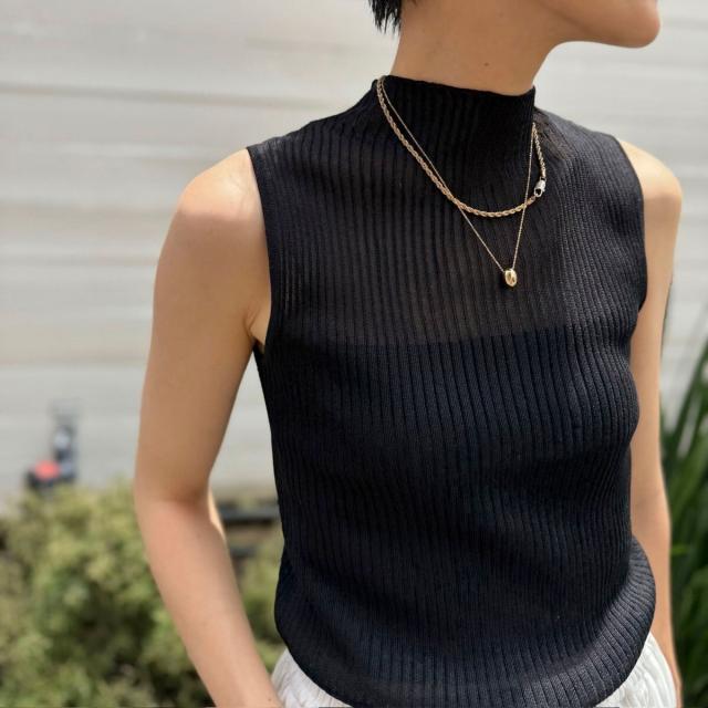 ノーリーズ（NOLLEY’S）/《手洗い可能》《アンサンブル対応》シアーリブノースリーブプルオーバーニット