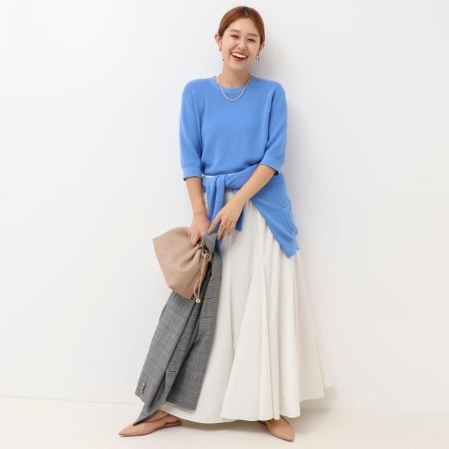 ノーリーズ（NOLLEY’S）/《手洗い可能》ESPOIR 16G片畦5分袖プルオーバーニット