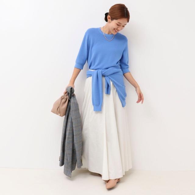 ノーリーズ（NOLLEY’S）/《手洗い可能》ESPOIR 16G片畦5分袖プルオーバーニット