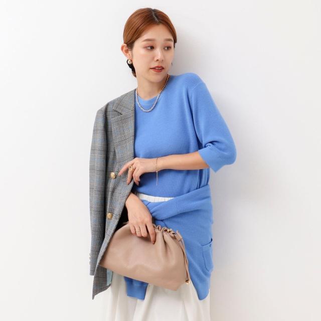 ノーリーズ（NOLLEY’S）/《手洗い可能》ESPOIR 16G片畦5分袖プルオーバーニット