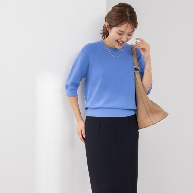 ノーリーズ（NOLLEY’S）/《手洗い可能》ESPOIR 16G片畦5分袖プルオーバーニット