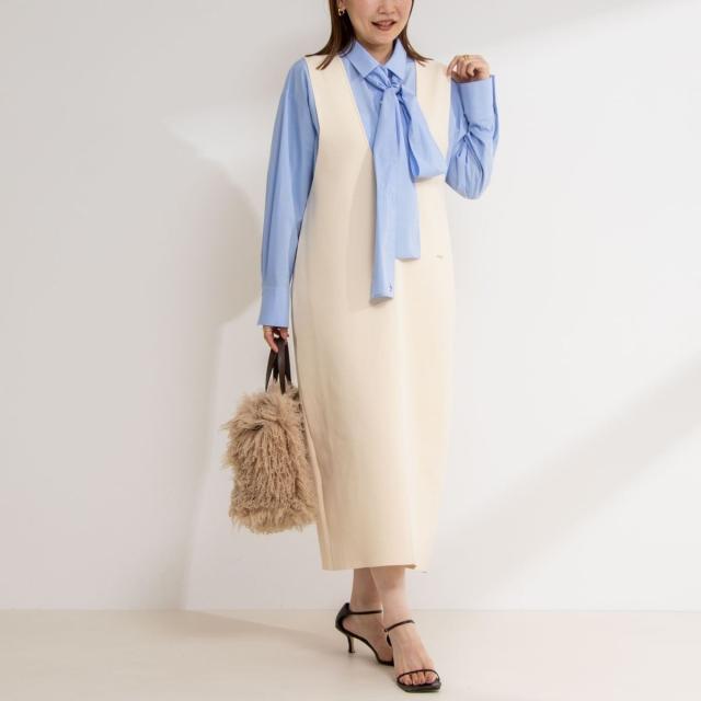 ノーリーズ（NOLLEY’S）/《手洗い可能》Vネックミラノリブジャンパースカート