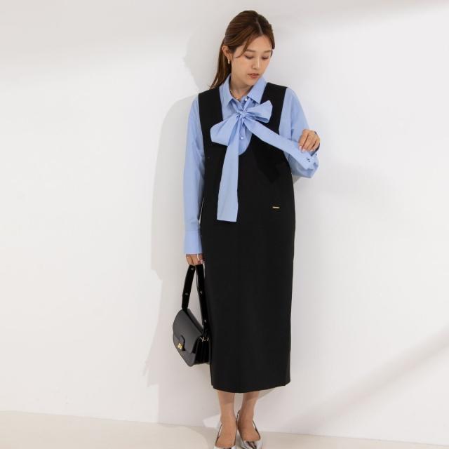 ノーリーズ（NOLLEY’S）/《手洗い可能》Vネックミラノリブジャンパースカート