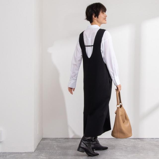 ノーリーズ（NOLLEY’S）/《手洗い可能》Vネックミラノリブジャンパースカート