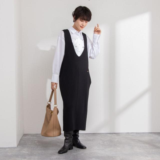 ノーリーズ（NOLLEY’S）/《手洗い可能》Vネックミラノリブジャンパースカート