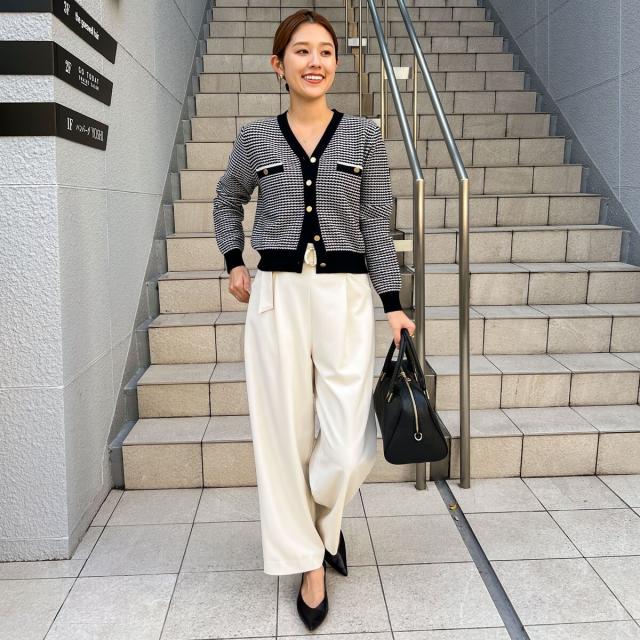 ノーリーズ（NOLLEY’S）/《セットアップ対応》ウォッシャブルゴールドパーツベルト付きワイドパンツ