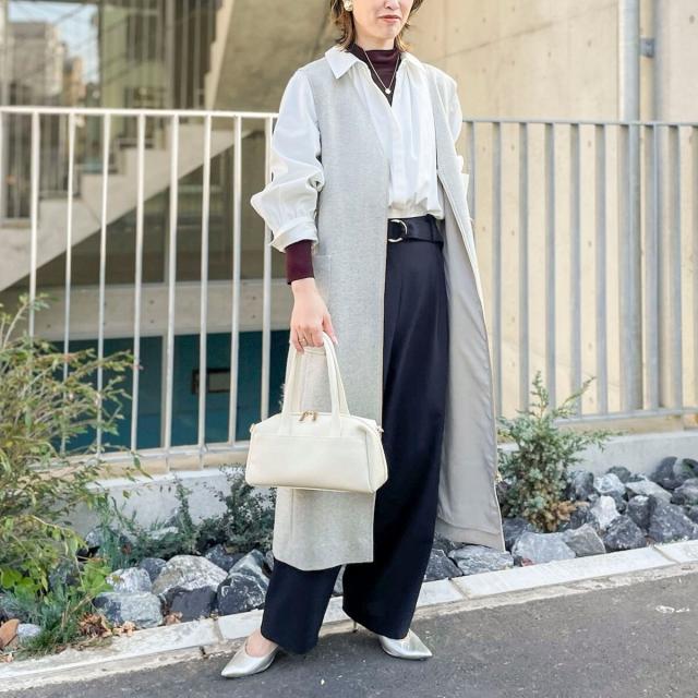 ノーリーズ（NOLLEY’S）/《セットアップ対応》ウォッシャブルゴールドパーツベルト付きワイドパンツ