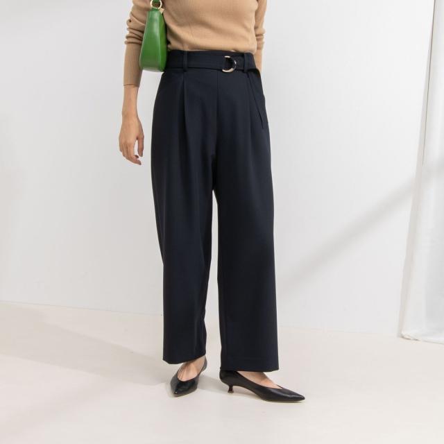 ノーリーズ（NOLLEY’S）/《セットアップ対応》ウォッシャブルゴールドパーツベルト付きワイドパンツ