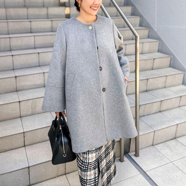 ノーリーズ（NOLLEY’S）/カシミヤ混ビジューブローチ付きコートの通販は