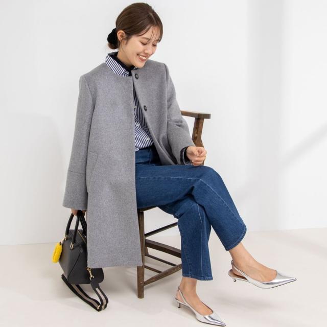 ノーリーズ（NOLLEY’S）/カシミヤ混ビジューブローチ付きコートの通販は