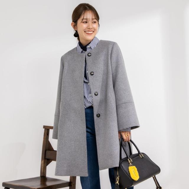 ノーリーズ（NOLLEY’S）/カシミヤ混ビジューブローチ付きコートの通販は