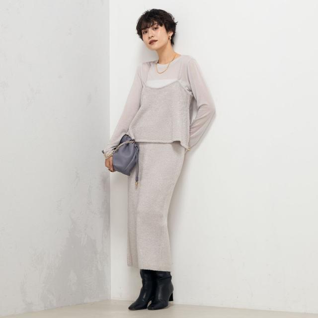 ノーリーズ（NOLLEY’S）/《セットアップ対応》《手洗い可能》キラキラフェザーフレアビスチェ