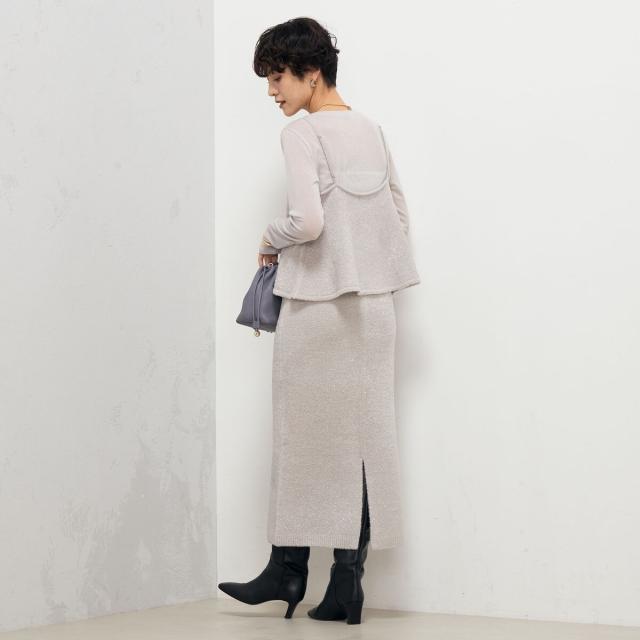 ノーリーズ（NOLLEY’S）/《セットアップ対応》《手洗い可能》キラキラフェザーフレアビスチェ