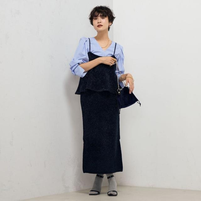 ノーリーズ（NOLLEY’S）/《セットアップ対応》《手洗い可能》キラキラフェザーフレアビスチェ