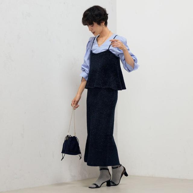 ノーリーズ（NOLLEY’S）/《セットアップ対応》《手洗い可能》キラキラフェザーフレアビスチェ