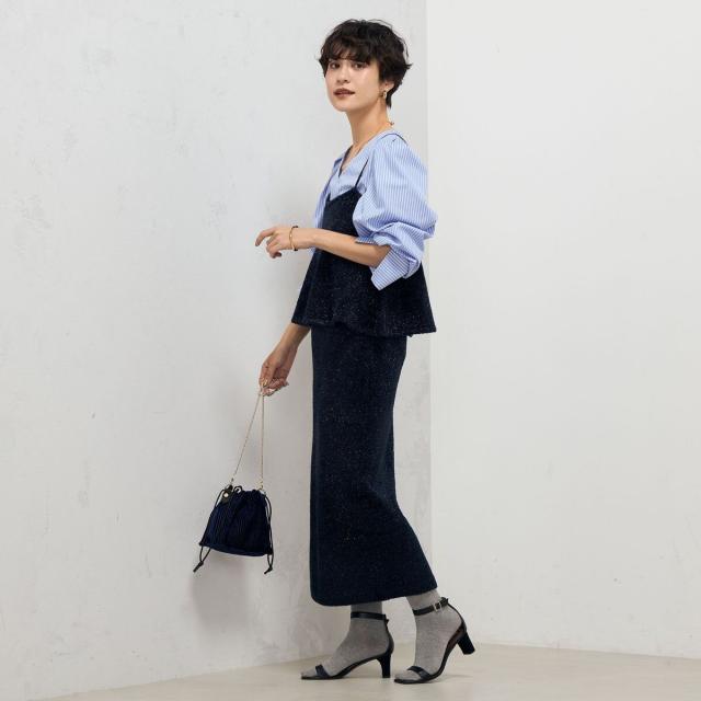 ノーリーズ（NOLLEY’S）/《セットアップ対応》《手洗い可能》キラキラフェザーフレアビスチェ