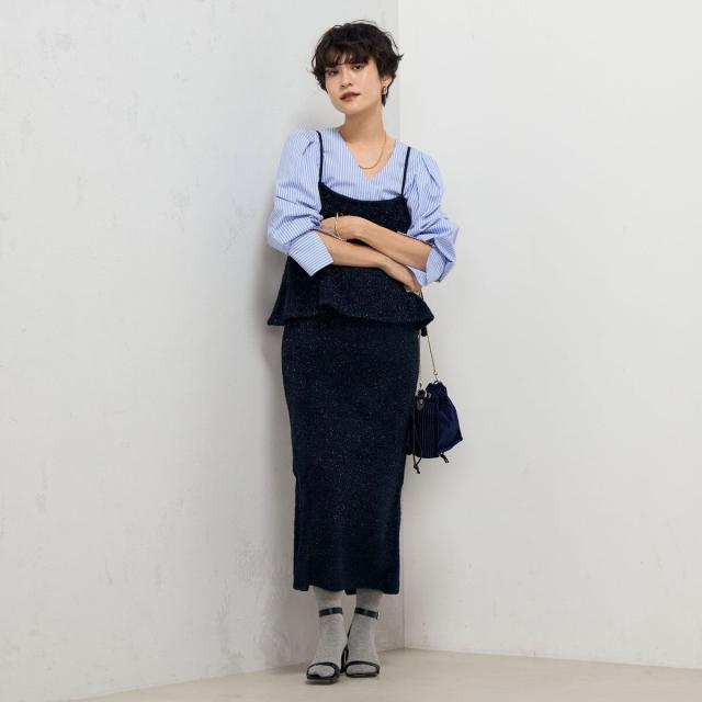 ノーリーズ（NOLLEY’S）/《セットアップ対応》《手洗い可能》キラキラフェザーフレアビスチェ