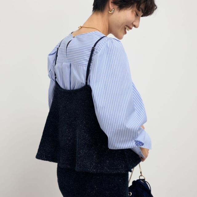 ノーリーズ（NOLLEY’S）/《セットアップ対応》《手洗い可能》キラキラフェザーフレアビスチェ