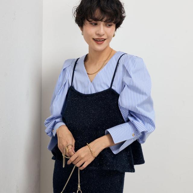 ノーリーズ（NOLLEY’S）/《セットアップ対応》《手洗い可能》キラキラフェザーフレアビスチェ