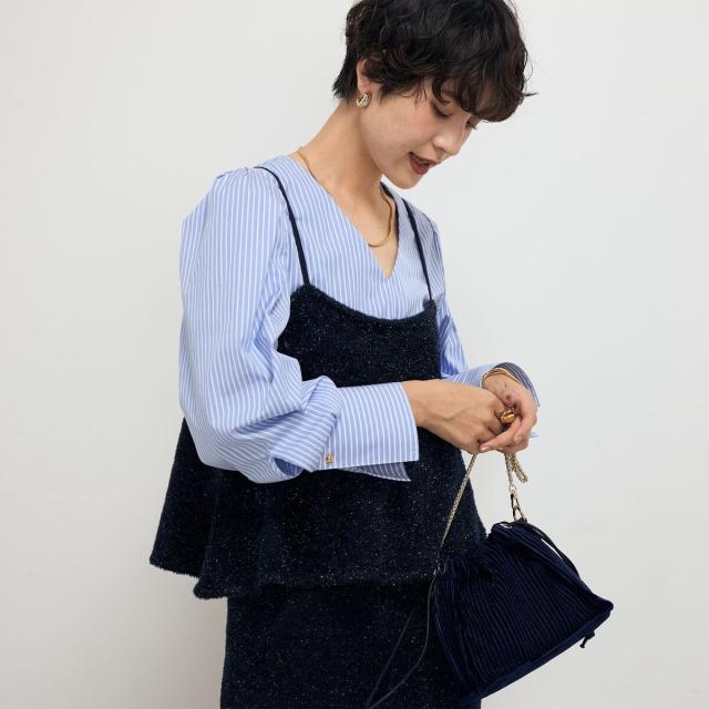 ノーリーズ（NOLLEY’S）/《セットアップ対応》《手洗い可能》キラキラフェザーフレアビスチェ