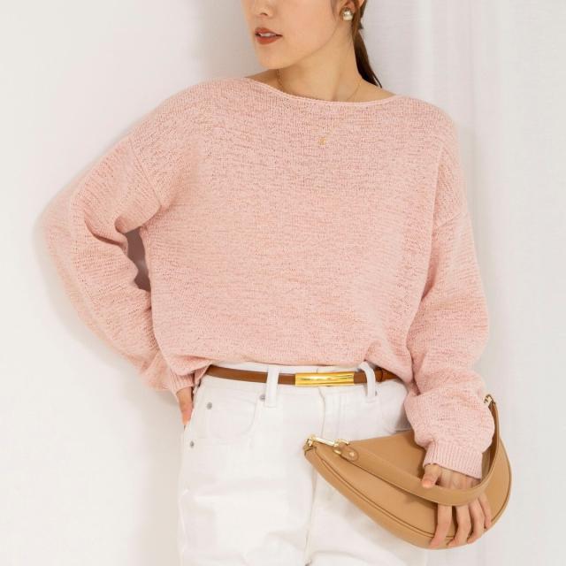 ノーリーズ（NOLLEY’S）/《手洗い可能》テープヤーンボートネックプルオーバーニット