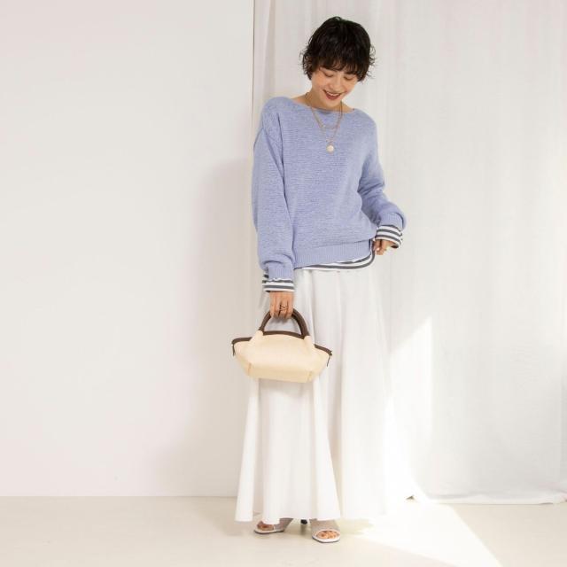 ノーリーズ（NOLLEY’S）/《手洗い可能》テープヤーンボートネックプルオーバーニット