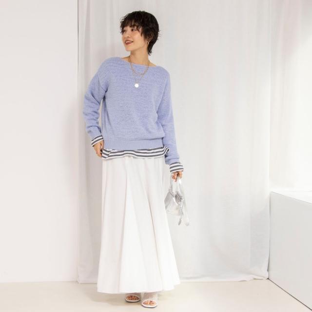 ノーリーズ（NOLLEY’S）/《手洗い可能》テープヤーンボートネックプルオーバーニット