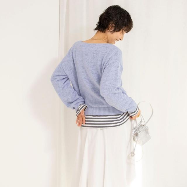 ノーリーズ（NOLLEY’S）/《手洗い可能》テープヤーンボートネックプルオーバーニット