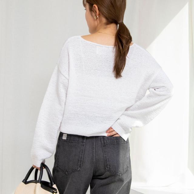 ノーリーズ（NOLLEY’S）/《手洗い可能》テープヤーンボートネックプルオーバーニット