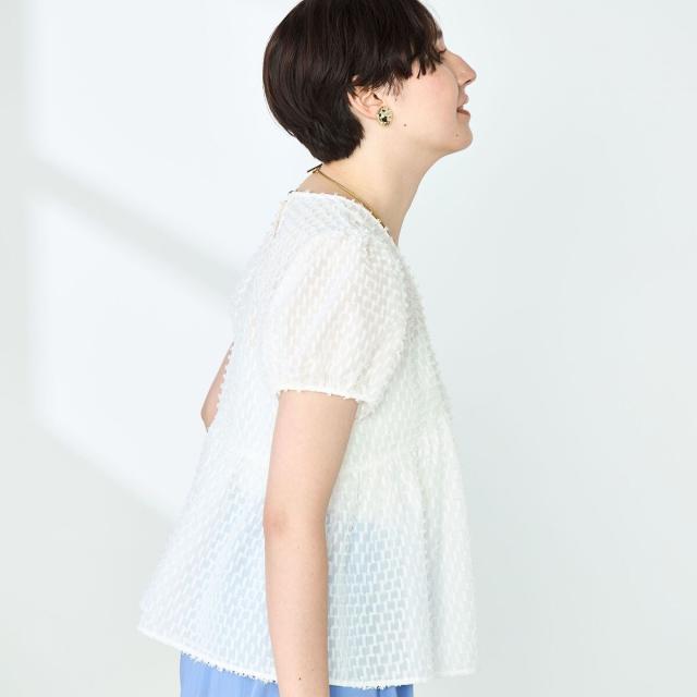 ノーリーズ（NOLLEY'S）/カットジャガードペプラムブラウスの