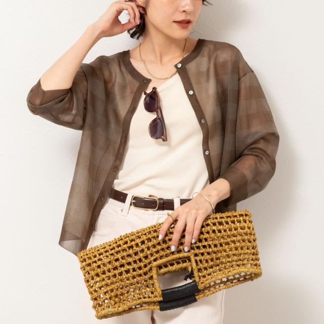 ノーリーズ（NOLLEY’S）/《手洗い可能》シアーブロックチェック2WAYクルーネックカーディガン