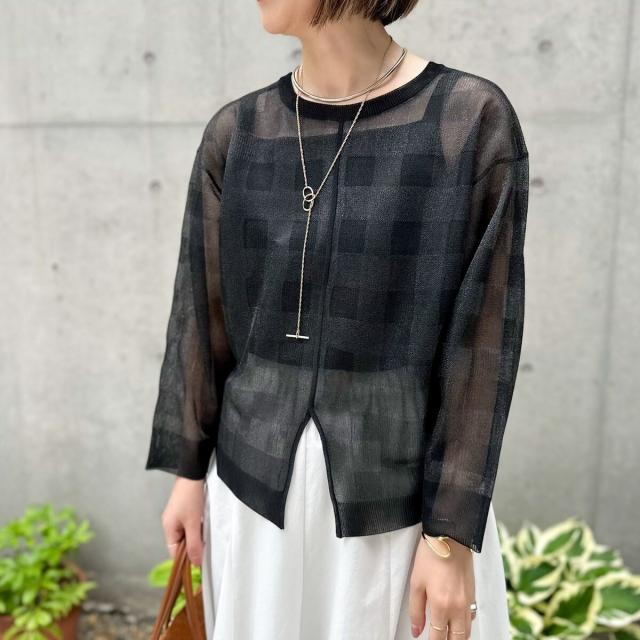 ノーリーズ（NOLLEY’S）/《手洗い可能》シアーブロックチェック2WAYクルーネックカーディガン