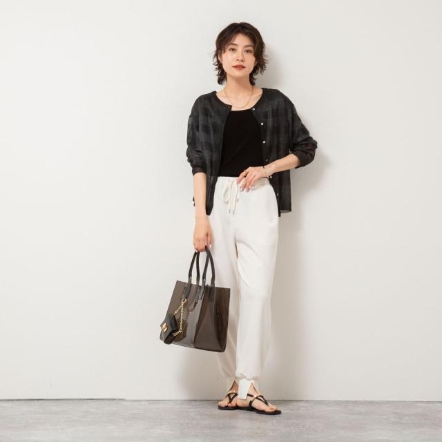 ノーリーズ（NOLLEY’S）/《手洗い可能》シアーブロックチェック2WAYクルーネックカーディガン