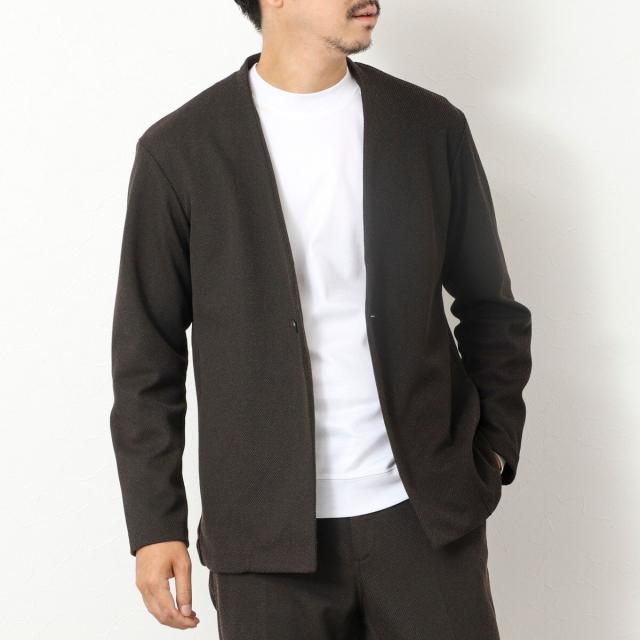 ノーリーズ（NOLLEY’S）/《ビジカジ/セットアップ対応》【尾州】先染めウォッシャブルノーカラーカーディガンジャケット 25AW