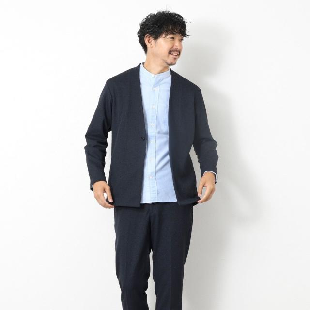 ノーリーズ（NOLLEY’S）/《ビジカジ/セットアップ対応》【尾州】先染めウォッシャブルノーカラーカーディガンジャケット 25AW