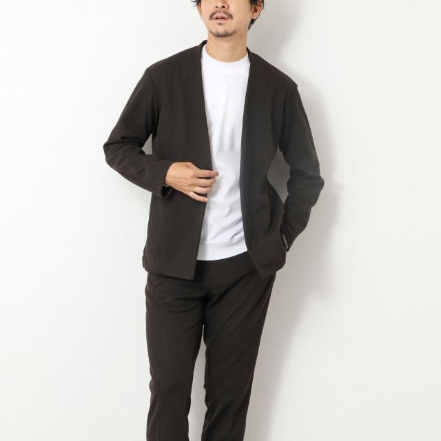 ノーリーズ（NOLLEY’S）/《ビジカジ/セットアップ対応》【尾州】先染めウォッシャブルノーカラーカーディガンジャケット 25AW