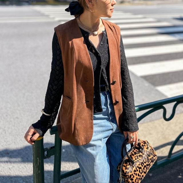 ノーリーズ（NOLLEY’S）/《セットアップ対応》ストレッチスエードベルテッドジレ