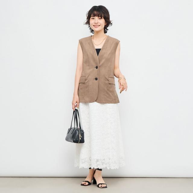 ノーリーズ（NOLLEY’S）/《セットアップ対応》ストレッチスエードベルテッドジレ