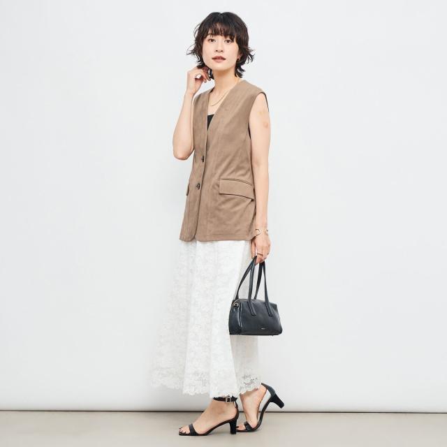 ノーリーズ（NOLLEY’S）/《セットアップ対応》ストレッチスエードベルテッドジレ