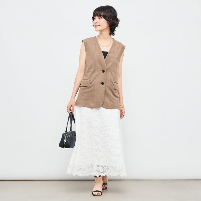 ノーリーズ（NOLLEY’S）/《セットアップ対応》ストレッチスエードベルテッドジレ