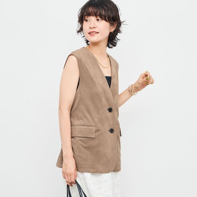 ノーリーズ（NOLLEY’S）/《セットアップ対応》ストレッチスエードベルテッドジレ