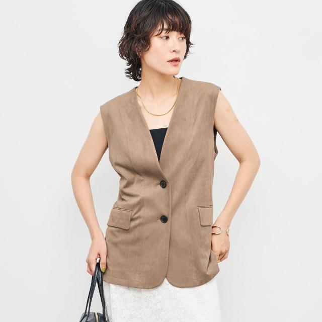 ノーリーズ（NOLLEY’S）/《セットアップ対応》ストレッチスエードベルテッドジレ