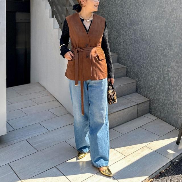 ノーリーズ（NOLLEY’S）/《セットアップ対応》ストレッチスエードベルテッドジレ