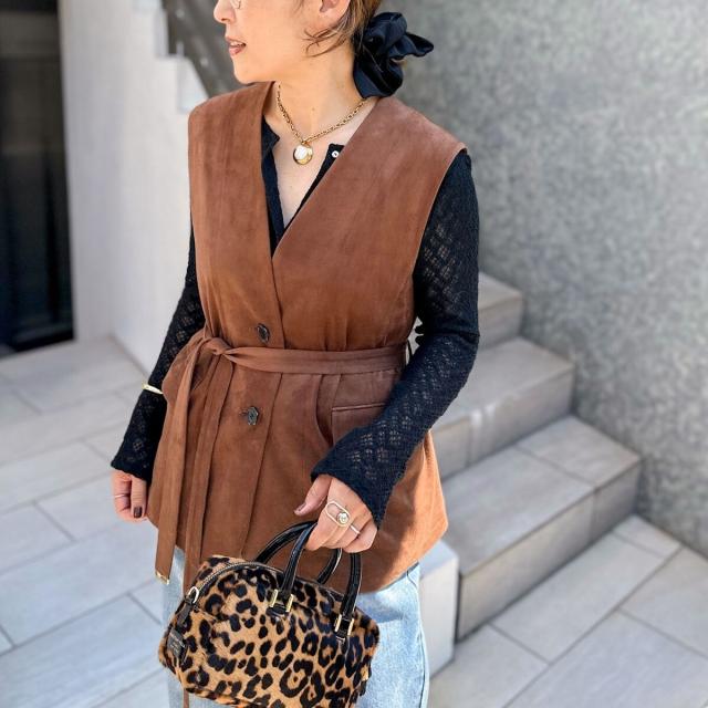 ノーリーズ（NOLLEY’S）/《セットアップ対応》ストレッチスエードベルテッドジレ